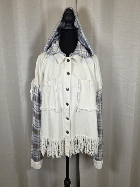Oli & Hali Jackets & Blazers - Oli & Hali Boho Fringe Hooded Jacket Oversized Shacket Large